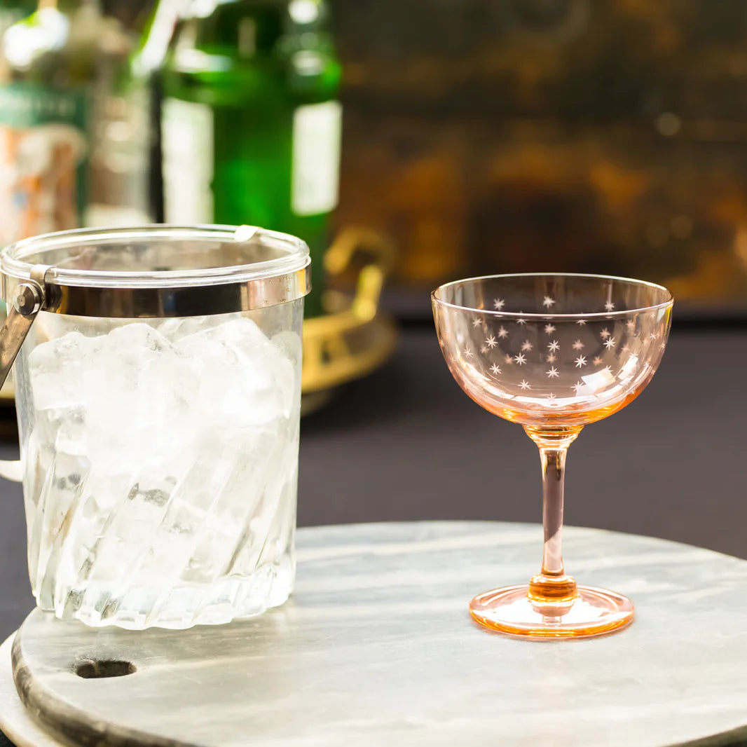 Rose Crystal Champagne Saucers with Lens