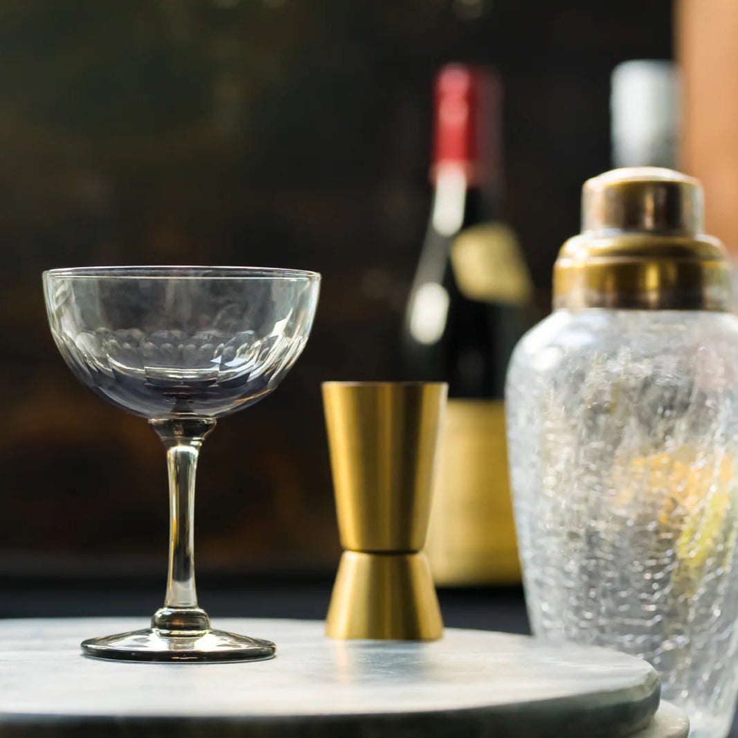 Smoke Crystal Champagne Saucers with Lens