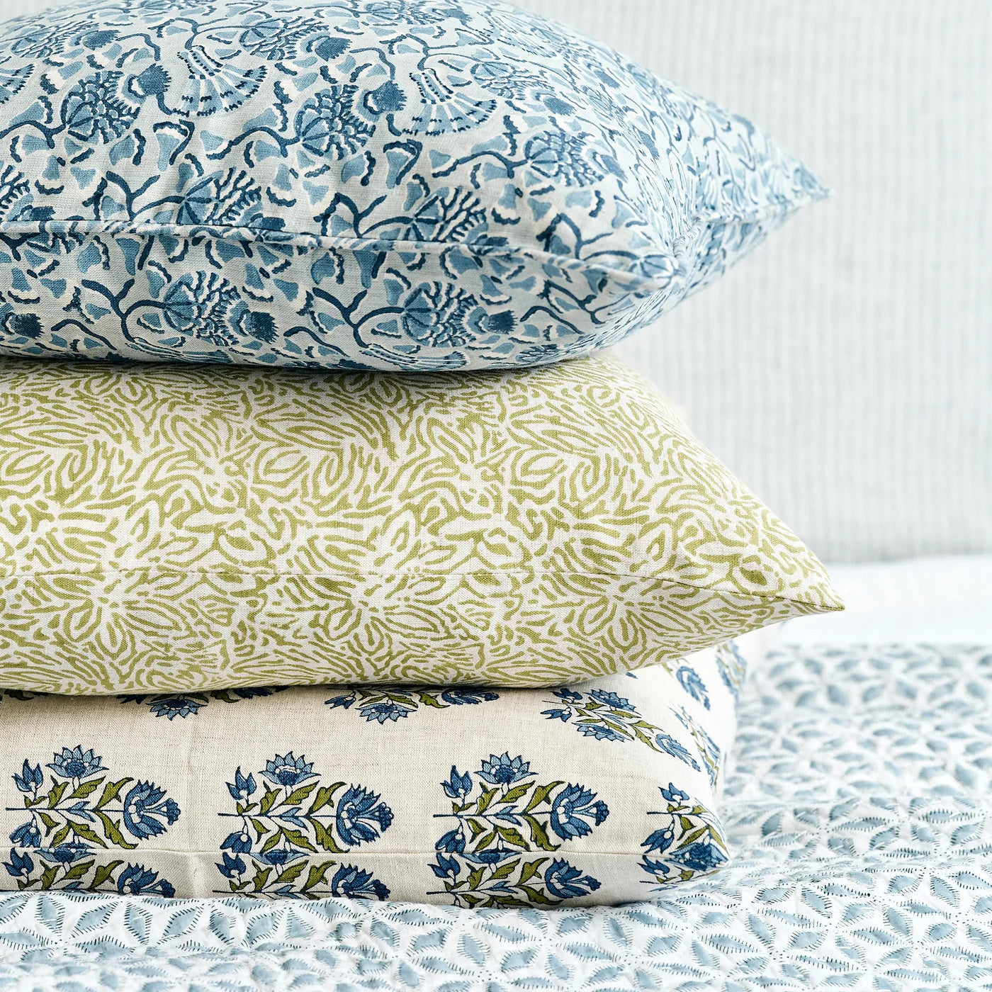 Ankara Moss Azure Square Pillow