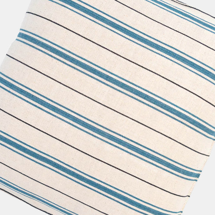 Deep Teal and Black Stripe Square Pillow