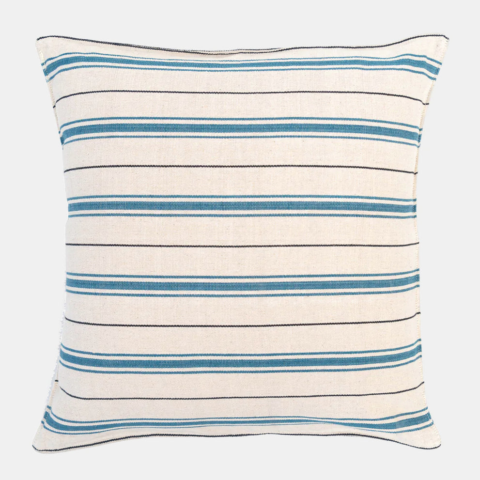 Deep Teal and Black Stripe Square Pillow