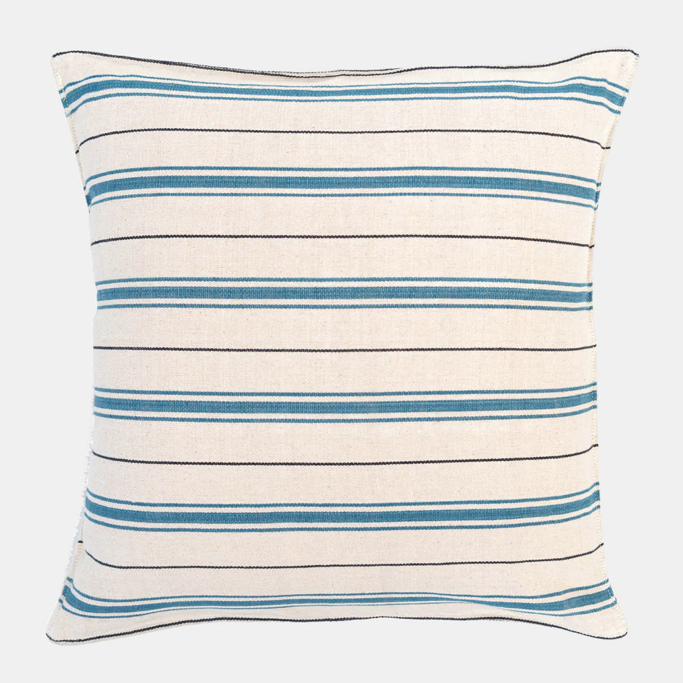 Deep Teal and Black Stripe Pillow, square