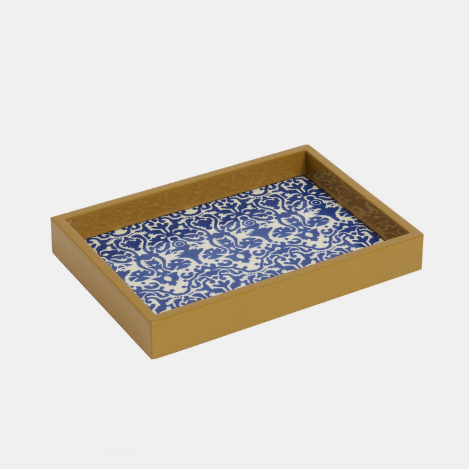 Damask Blue Rectangle Tray
