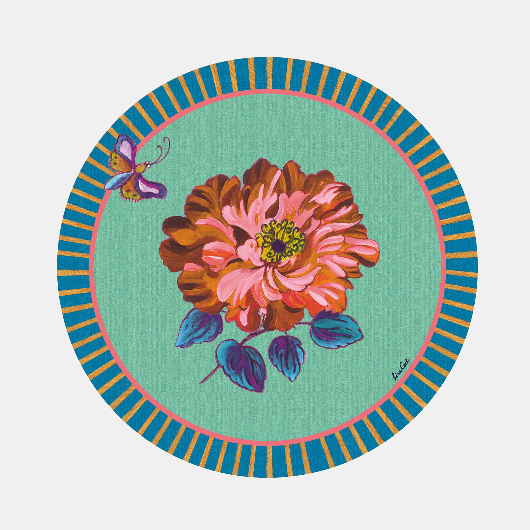 Round Wild Rose Mint Placemat