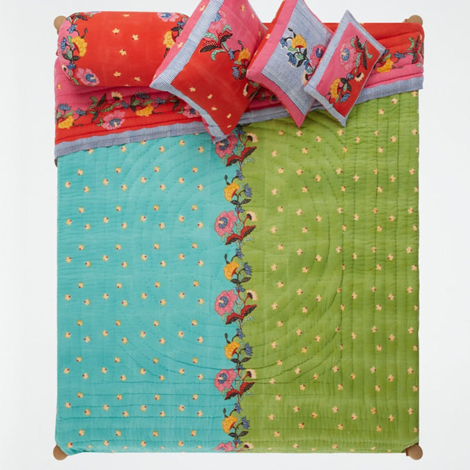 Indonesian Red Rose Quilt in Queen/King