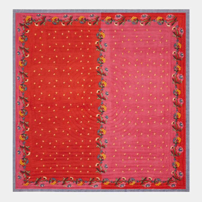 Indonesian Red Rose Quilt in Queen/King