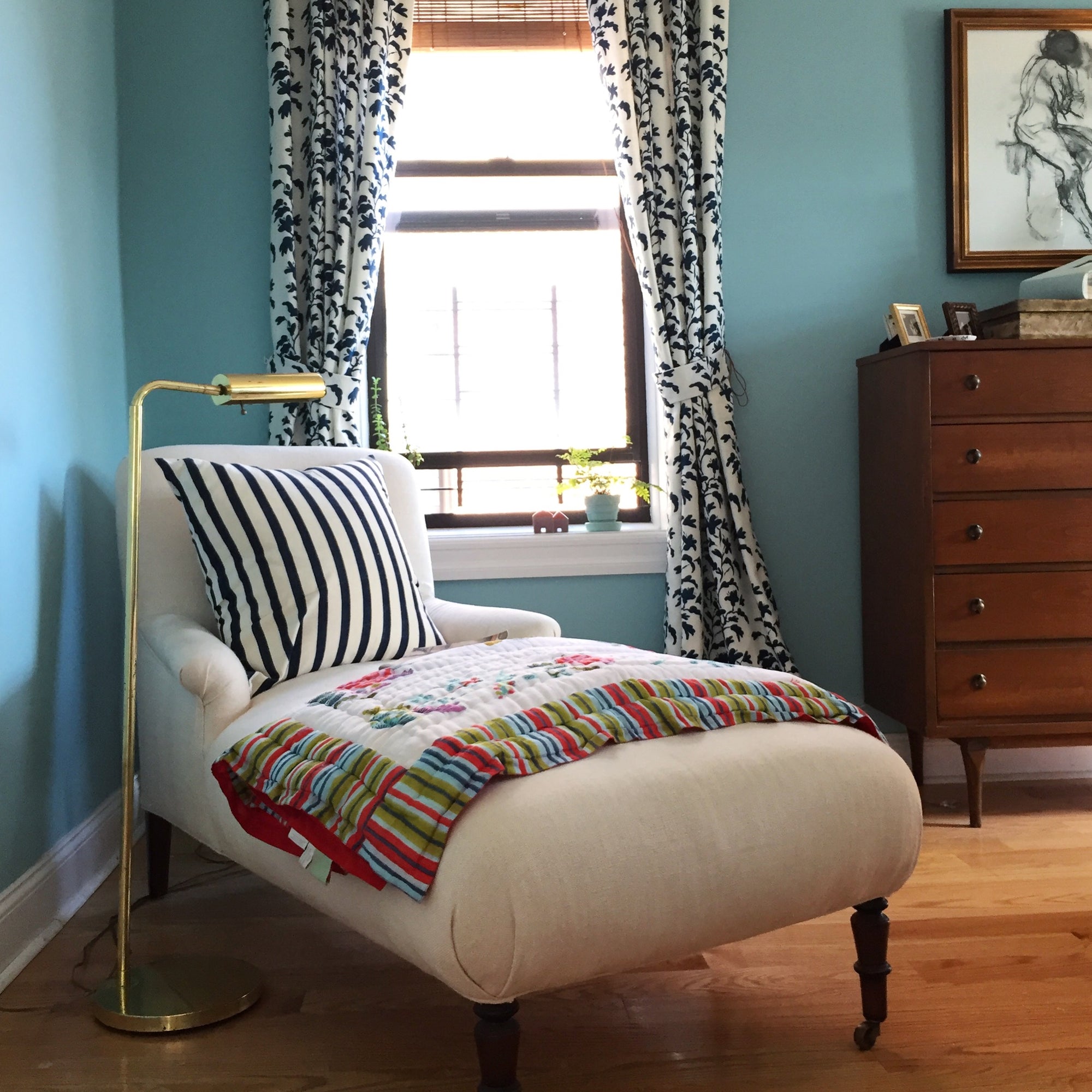 Bold Navy Stripe Pillow, square