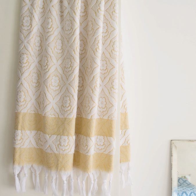 Flower Bath Towel, mustard yellow