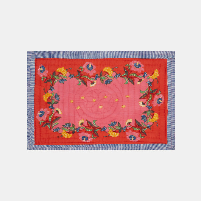 Indonesian Red Rose Baby Quilt
