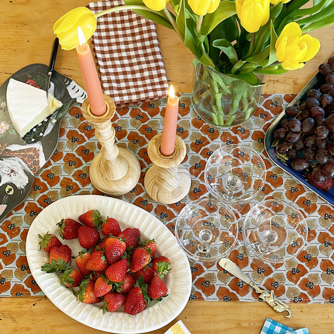 Linen Napkin, dark orange gingham