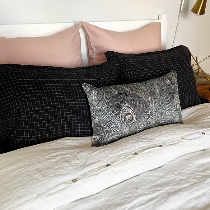 Hera Vintage Pewter Pillow, lumbar