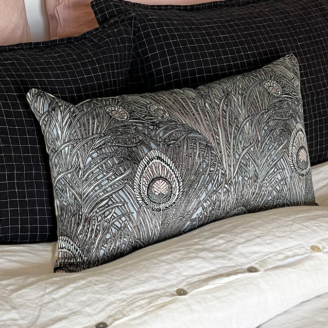 Hera Vintage Pewter Pillow, lumbar