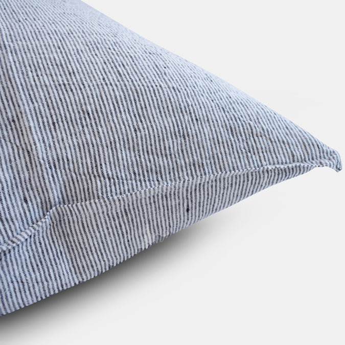 Linen Standard Pillowcase in Black Stripe