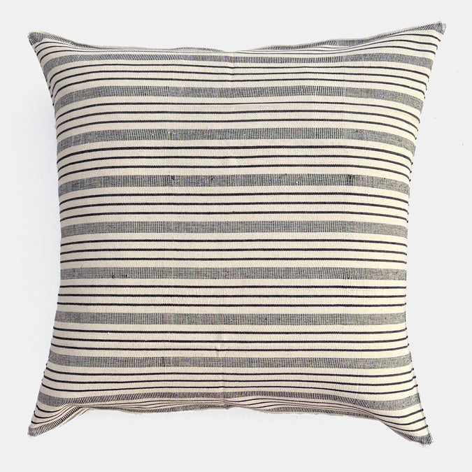 Black Triple Stripe Pillow, square