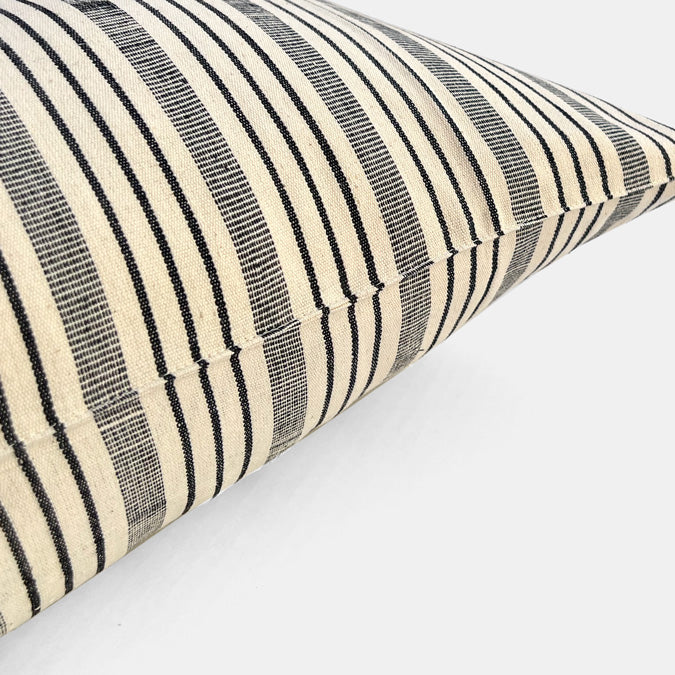 Black Triple Stripe Pillow, square