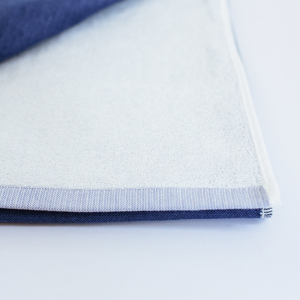 Two Tone Bath Towel in Blue Chambray