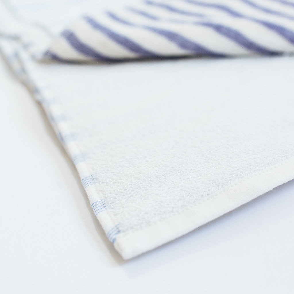 Two Tone Bath Towel in Blue Stripe