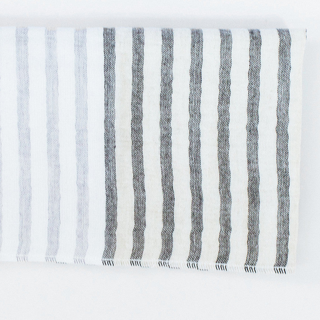 Two Tone Stripe Hand Towel in Charcoal