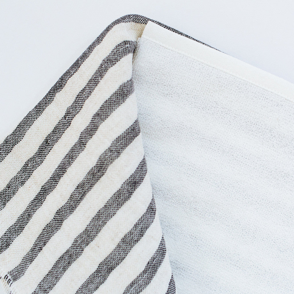 Two Tone Hand Towel in Charcoal Stripe