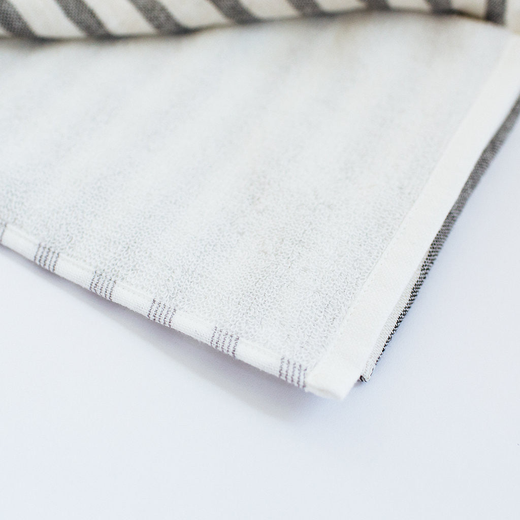 Two Tone Hand Towel in Charcoal Stripe