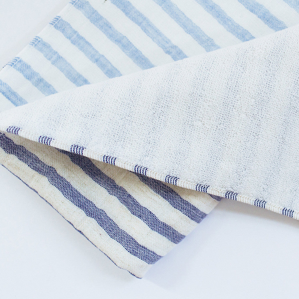 Two Tone Stripe Hand Towel in Blue