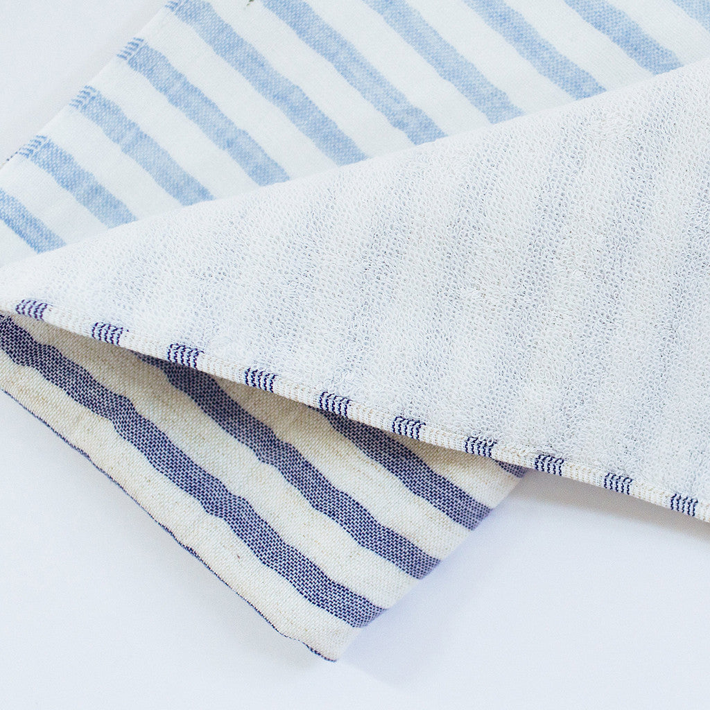 Two Tone Hand Towel in Blue Stripe