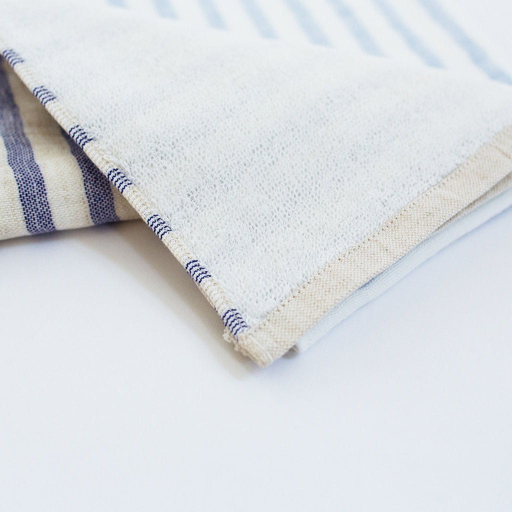 Two Tone Stripe Hand Towel in Blue