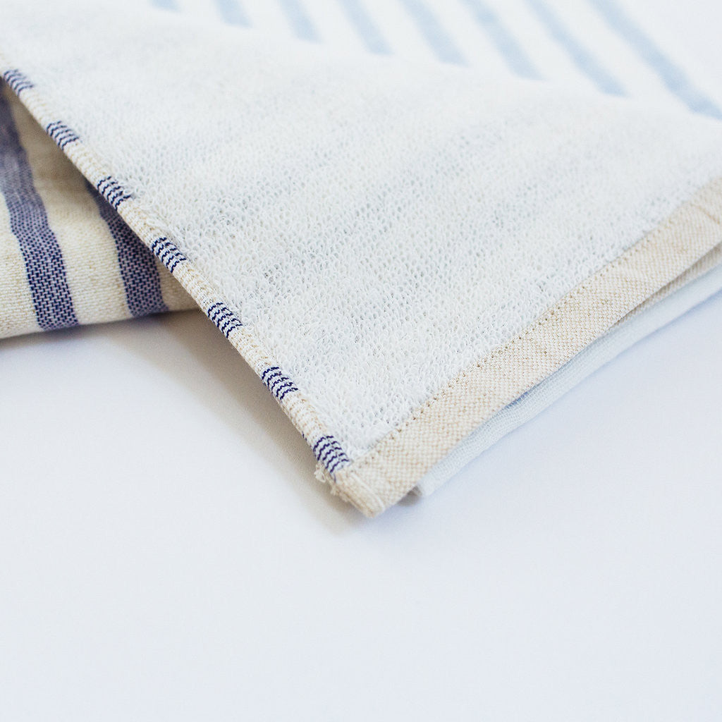 Two Tone Hand Towel in Blue Stripe