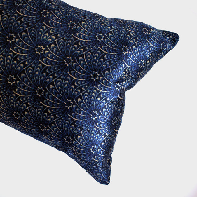 Capello Shell Navy Velvet Pillow, lumbar