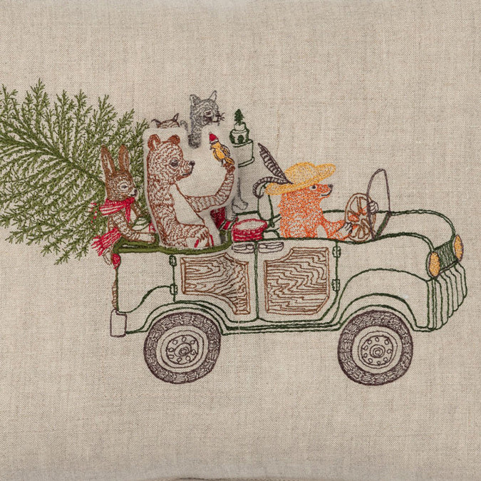 Christmas Tree Car Pocket Lumbar Pillow