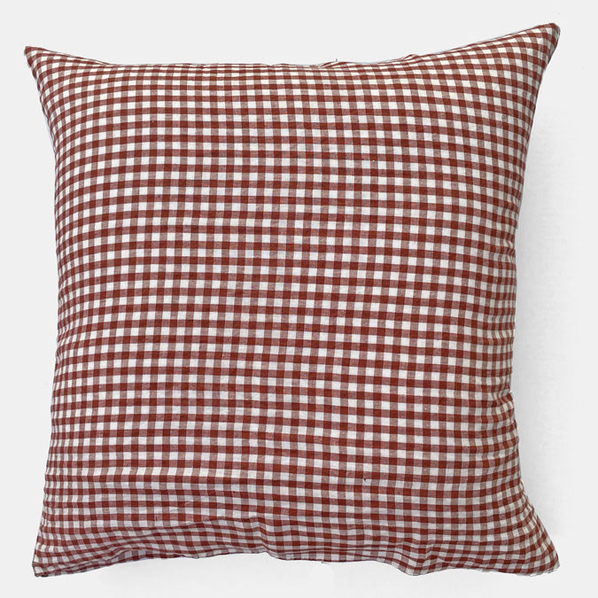 Linen Euro Pillowcase, dark old orange gingham