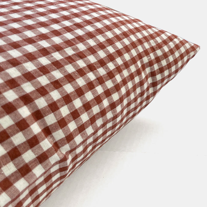 Linen Euro Pillowcase, dark old orange gingham