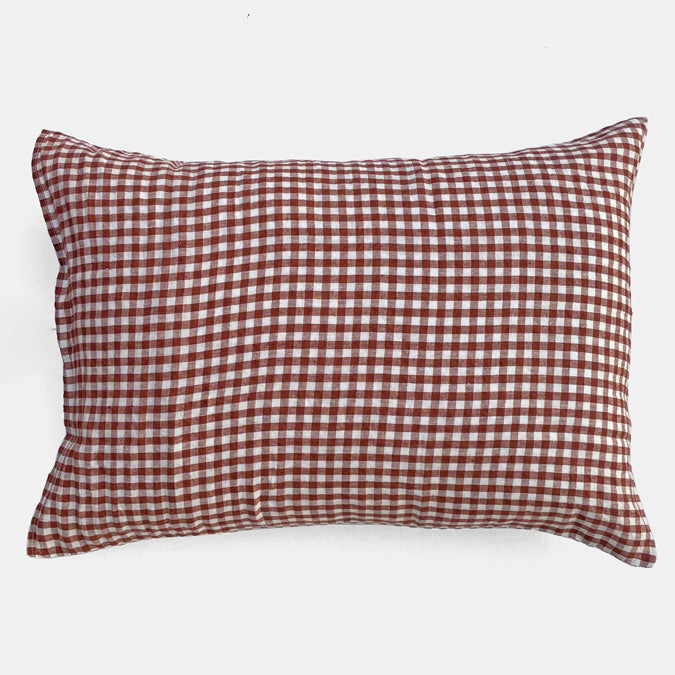Linen Standard Pillowcase in Dark Old Orange Gingham