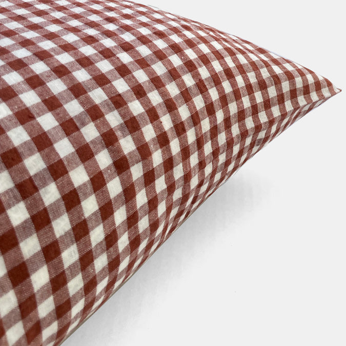 Linen Standard Pillowcase in Dark Old Orange Gingham
