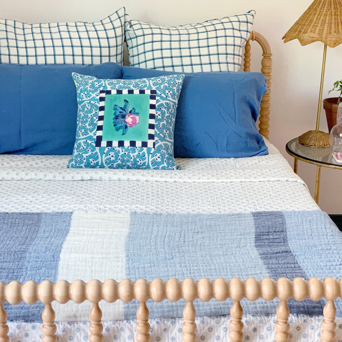 Teal european outlet pillowcase