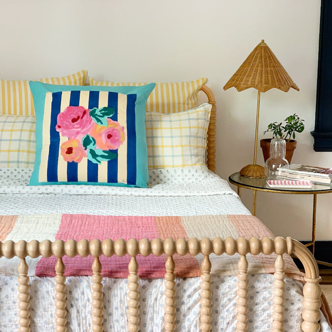 Linen Euro Pillowcase in Big Yellow Stripe