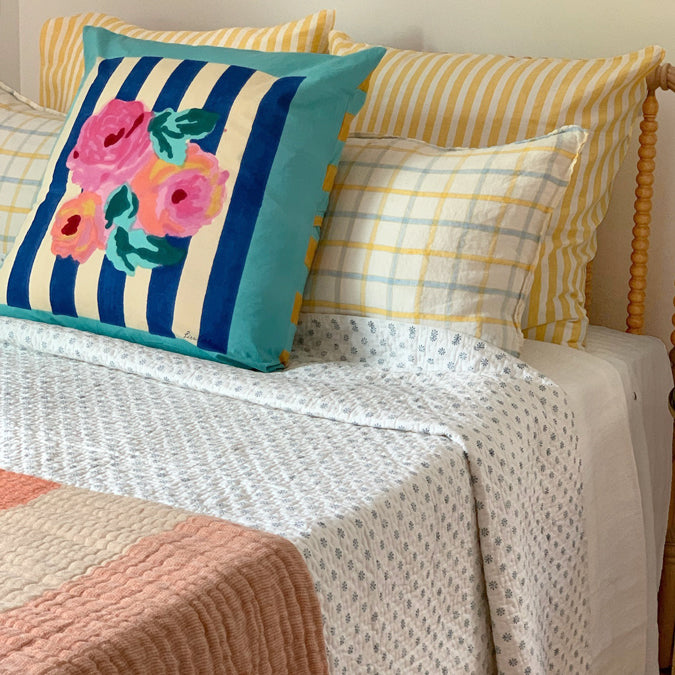 Linen Euro Pillowcase in Big Yellow Stripe