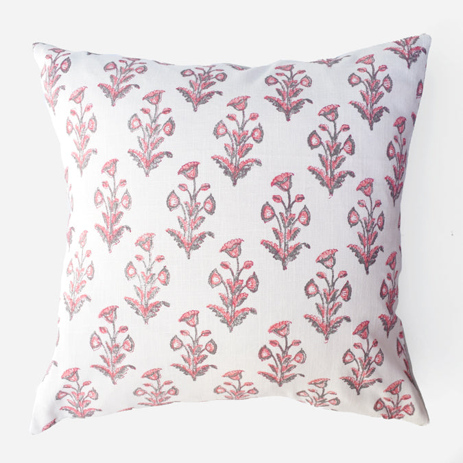 Pink Grey Dogflower Pillow, square