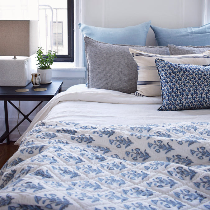 Natural with Blue Stripe Lumbar Pillow