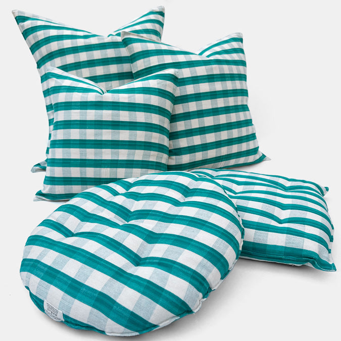 Emerald Green Gingham Pillow, square