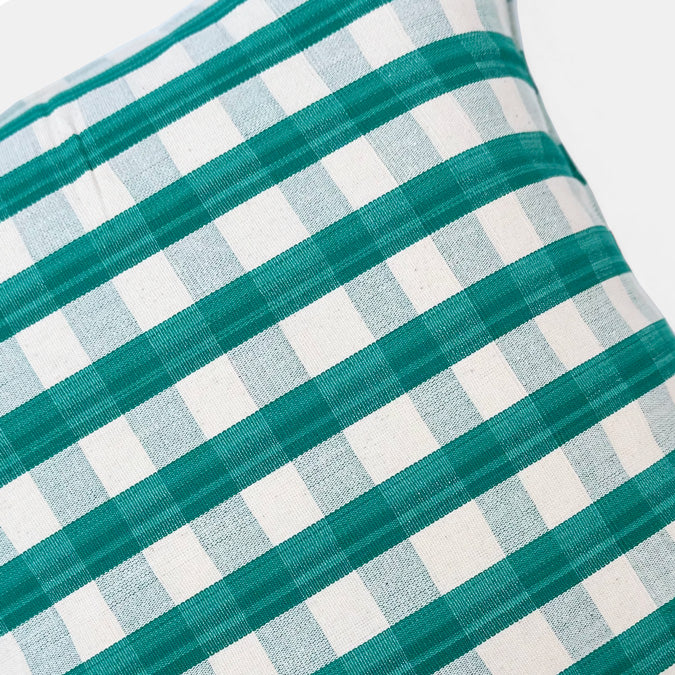 Emerald Green Gingham Square Pillow