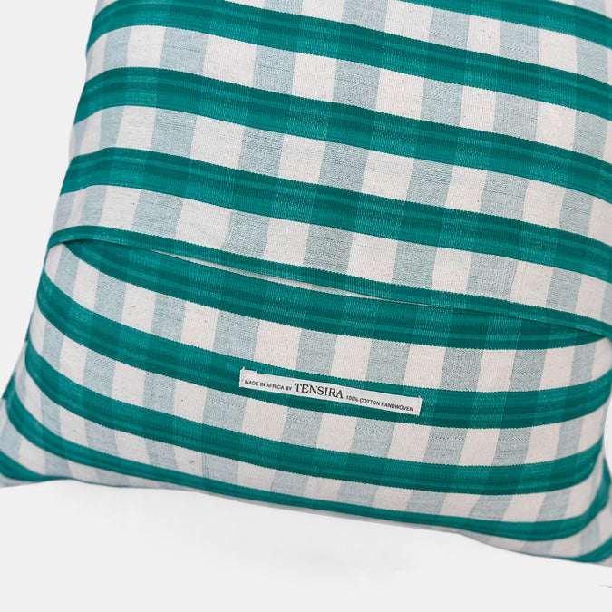 Emerald Green Gingham Square Pillow