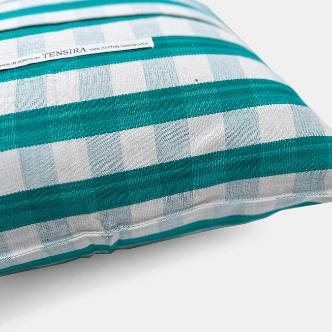 Emerald Green Gingham Square Pillow