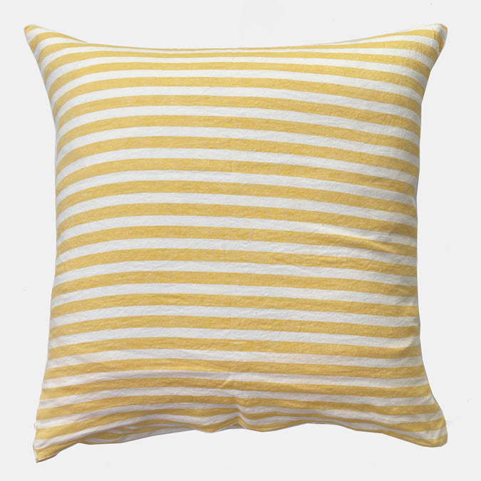 Linen Euro Pillowcase, big yellow stripe