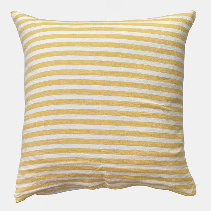 Linen Euro Pillowcase in Big Yellow Stripe