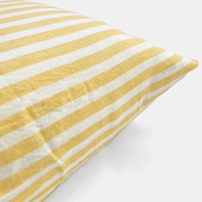 Linen Euro Pillowcase, big yellow stripe