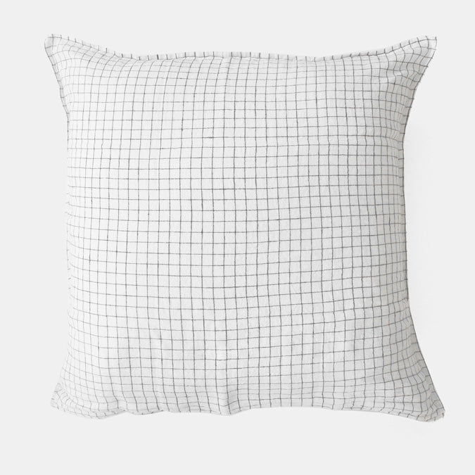 Linen Euro Pillowcase, black check