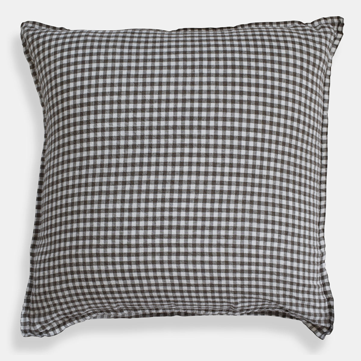 Linen Euro Pillowcase, brown gingham