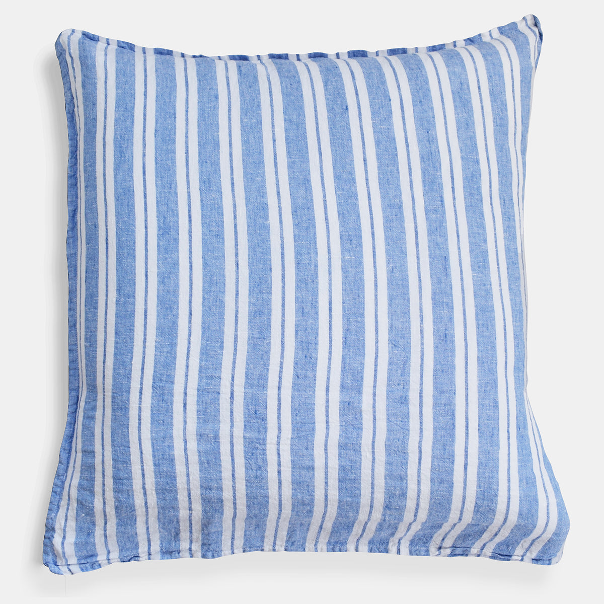 Linen Euro Pillowcase in Large Blue Stripes