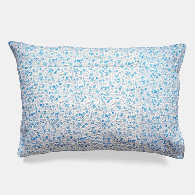 Linen Standard Pillowcase, blue flower
